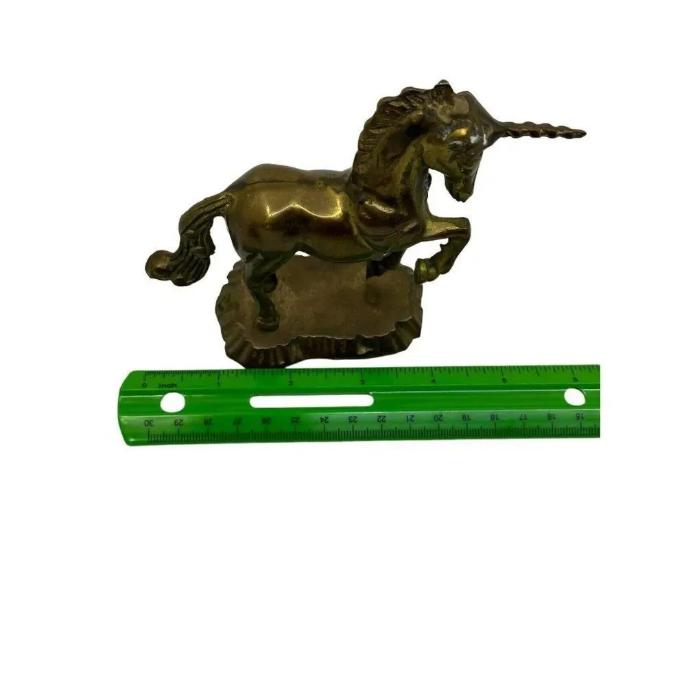 Vintage Figurine Brass Unicorn Horse Fantasy Mystical‎ Magical  Decor 5.5